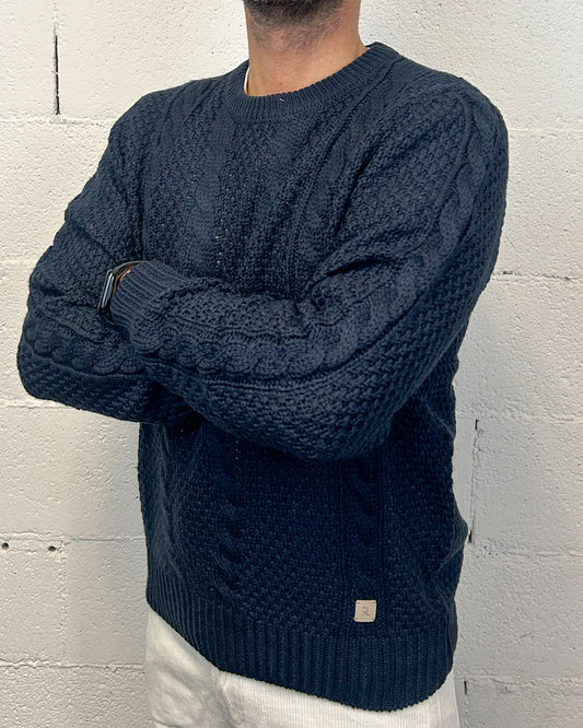 Maglione GIANNI LUPO trecce Blu Navy