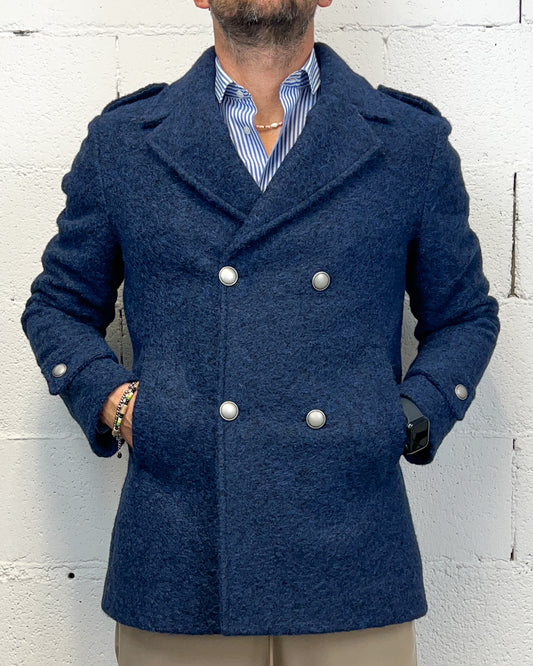 Cappottino Corto Lana Cotta OVER-D Mod.Peacot Blu