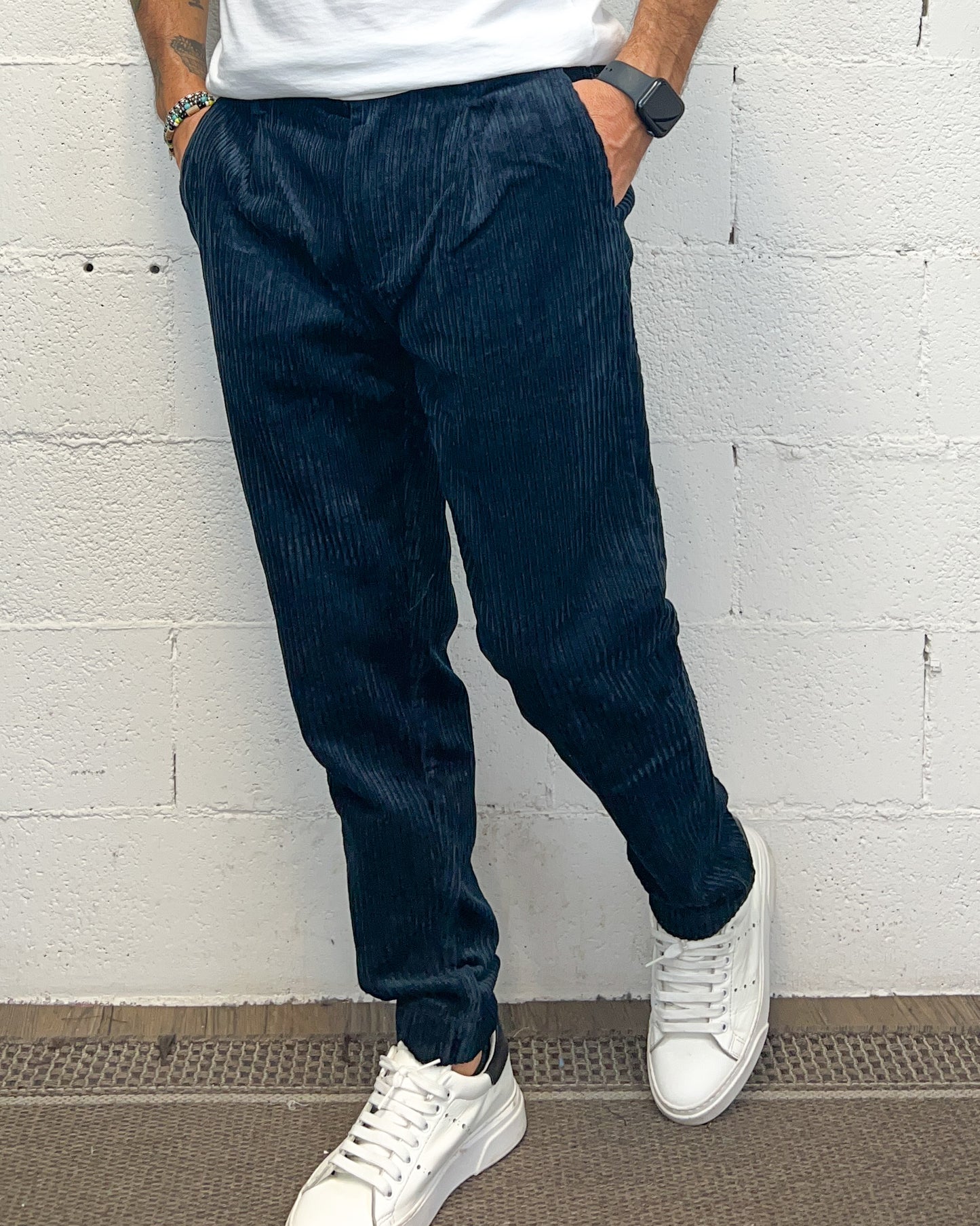 Panta Carrot Velluto Costa Grossa GIANNI LUPO Navy
