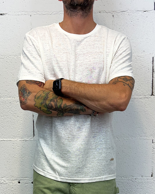 T-Shirt 100% lino GIANNI LUPO Bianca