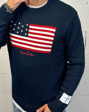 Pullover SUPERCULTURE America Blu