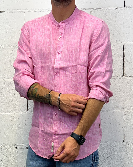Camicia Lino GIANNI LUPO Mélange Magenta