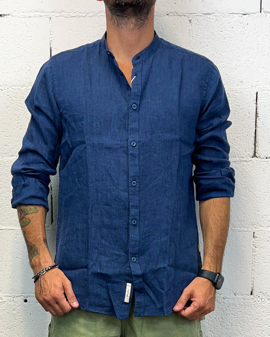 Camicia Lino GIANNI LUPO Mélange Navy