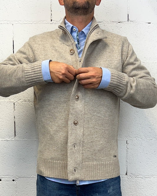 Cardigan Pull Bottoni/Zip GIANNI LUPO Beige