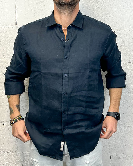 Camicia Lino Classic GIANNI LUPO Navy