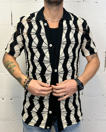 Maglia Aperta OVER-D Strutturata Nera
