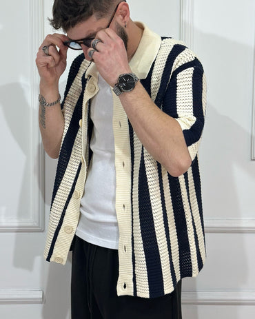 Camicia Filo QYB panna/blu