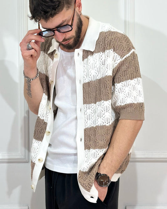 Camicia Filo QYB Righe Coffee