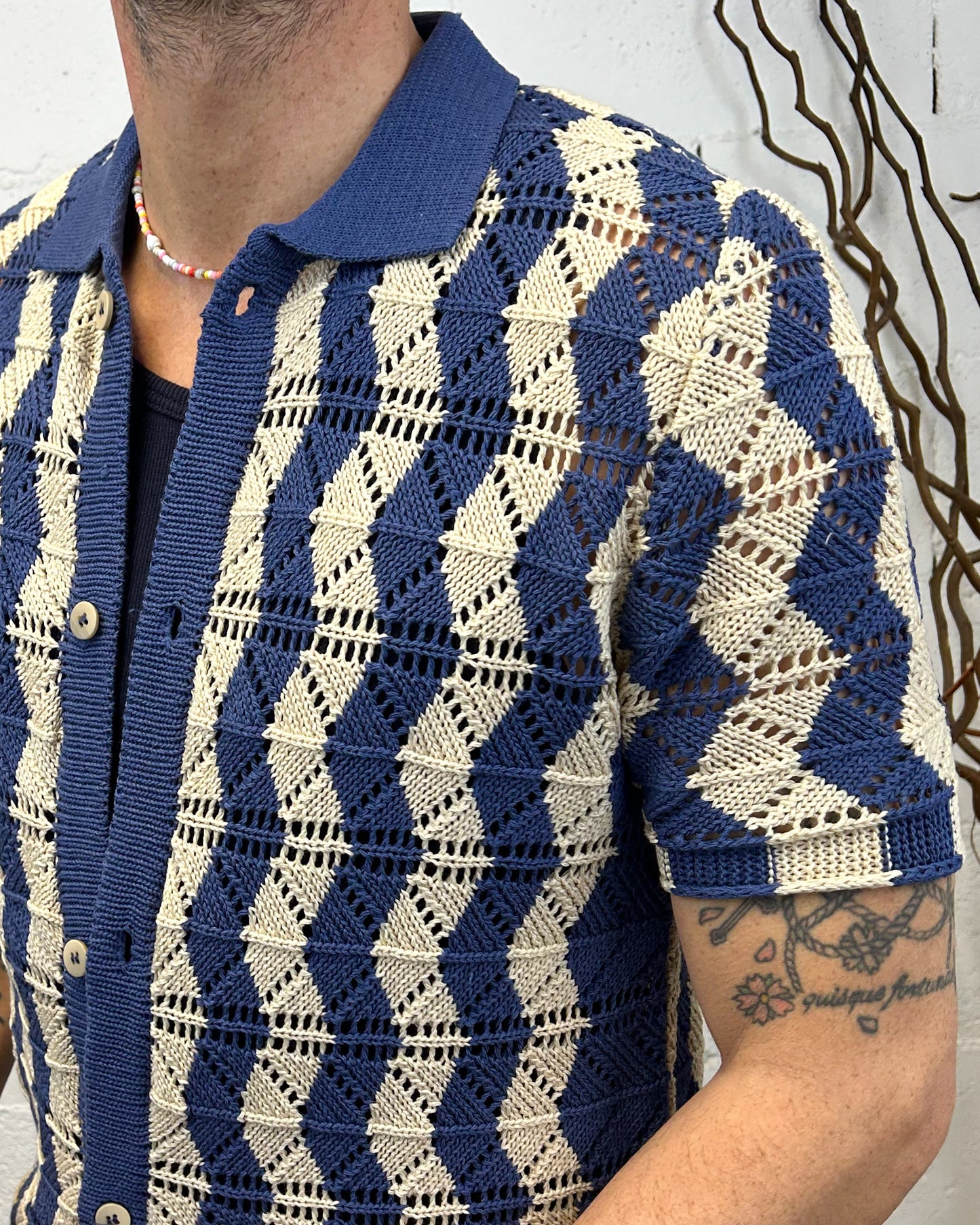 Maglia Aperta OVER-D Strutturata Blu