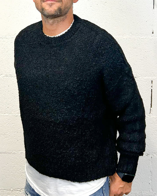 Maglione Cropped OVER-D Bouclè Nero