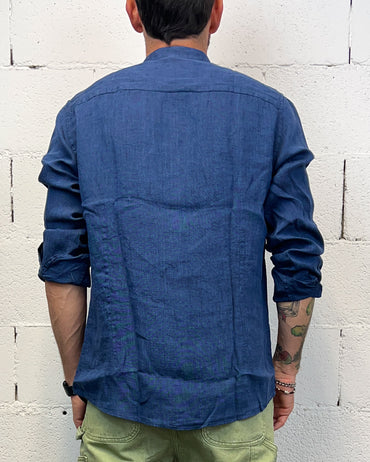 Camicia Lino GIANNI LUPO Mélange Navy