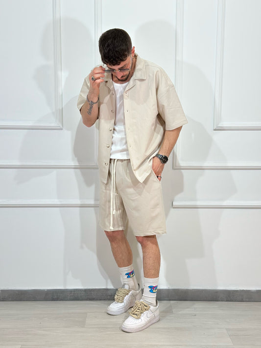 Coordinato Boys Bermuda + Camicia JUST WEST Panna