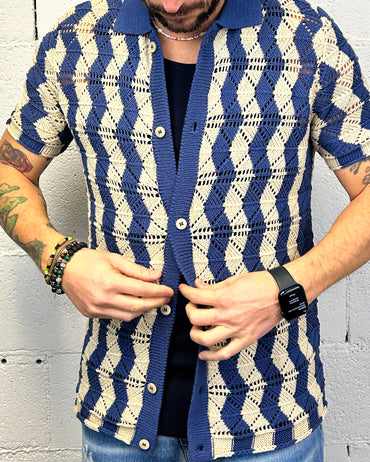 Maglia Aperta OVER-D Strutturata Blu