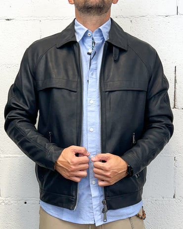 Giacca Camicia Ecopelle GIANNI LUPO Black