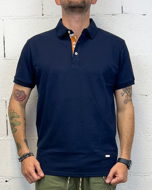 Polo Navy GIANNI LUPO Hawaii Orange