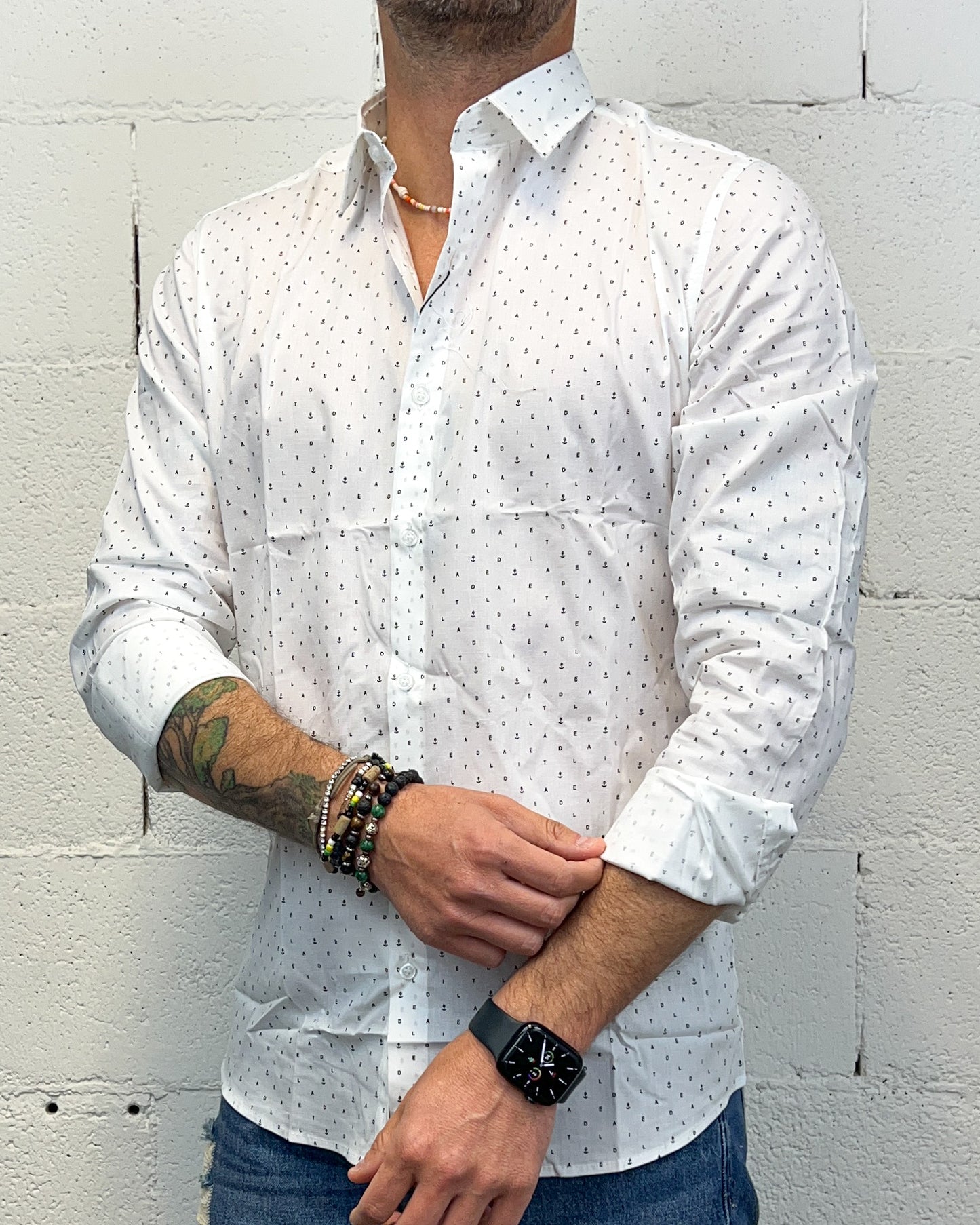 Camicia Cotone LURVY Anchor White