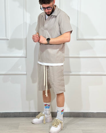 Coordinato IBIZA Bermuda + Camicia JUST WEST Fango