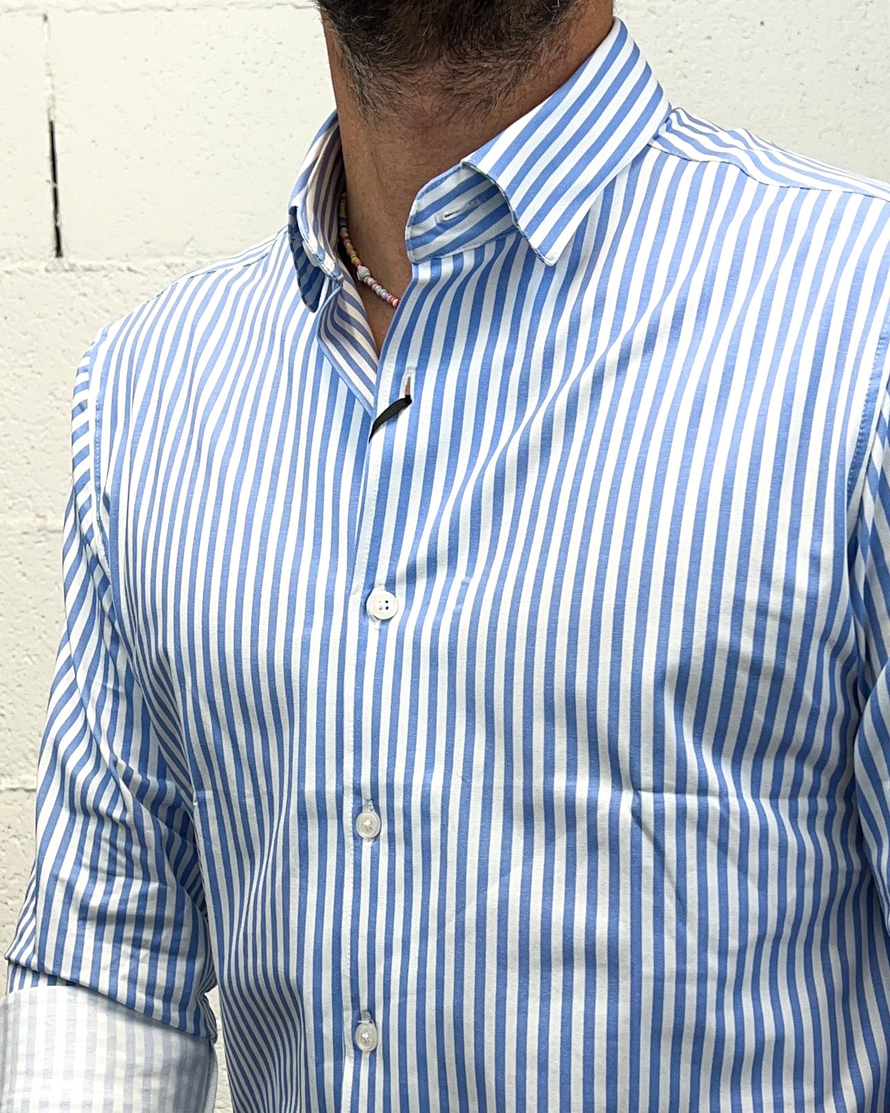 Camicia Cotone Elasticizzato GIANNI LUPO Rigata Sky