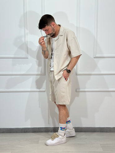 Coordinato Boys Bermuda + Camicia JUST WEST Panna