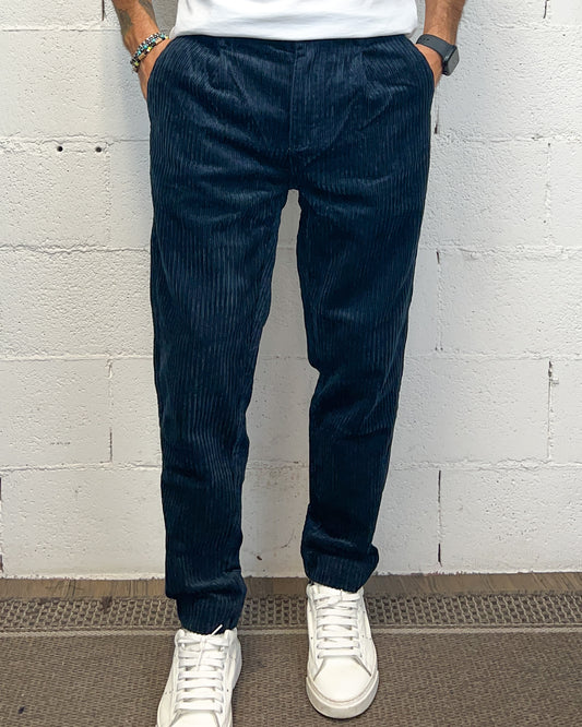 Panta Carrot Velluto Costa Grossa GIANNI LUPO Navy