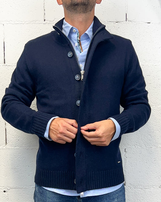 Cardigan Pull Bottoni/Zip GIANNI LUPO Navy