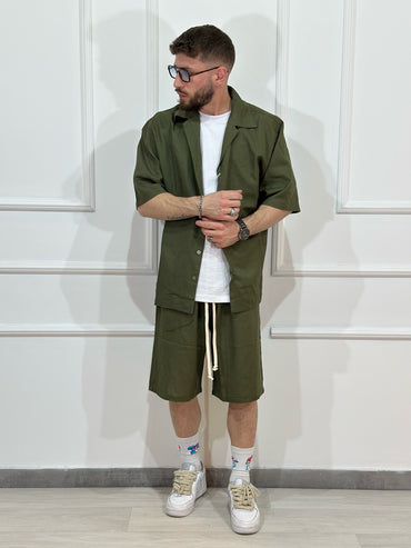 Coordinato Boys Bermuda + Camicia JUST WEST Verde