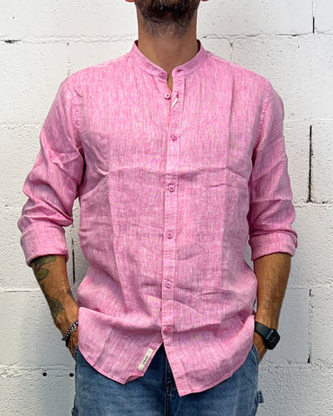 Camicia Lino GIANNI LUPO Mélange Magenta