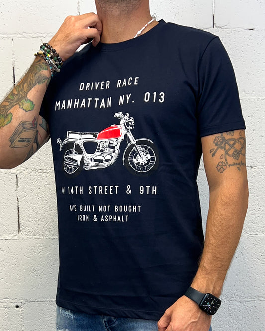 T-shirt Driver Race DROPIN Blu