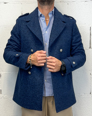 Cappottino Corto Lana Cotta OVER-D Mod.Peacot Blu