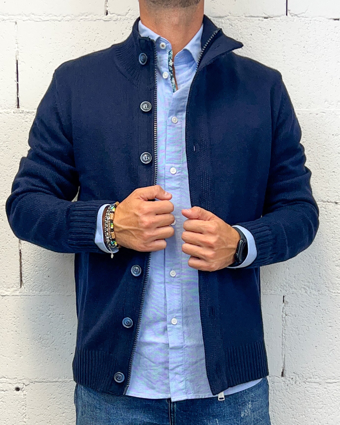 Cardigan Pull Bottoni/Zip GIANNI LUPO Navy