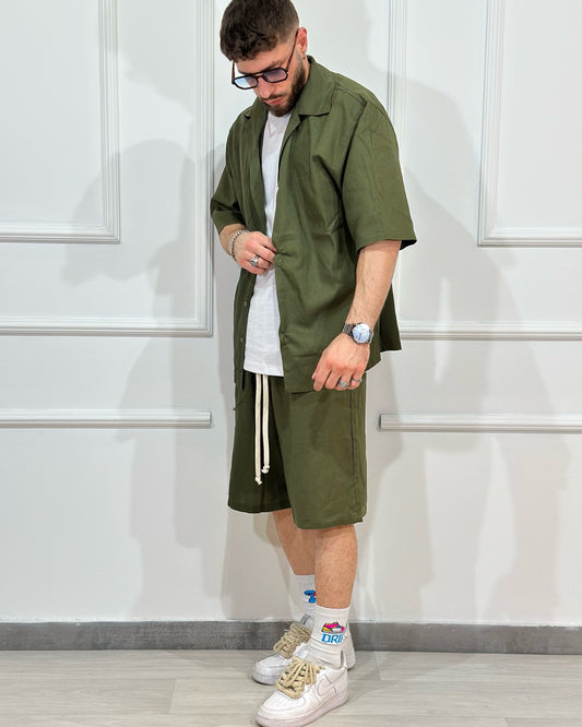 Coordinato Boys Bermuda + Camicia JUST WEST Verde