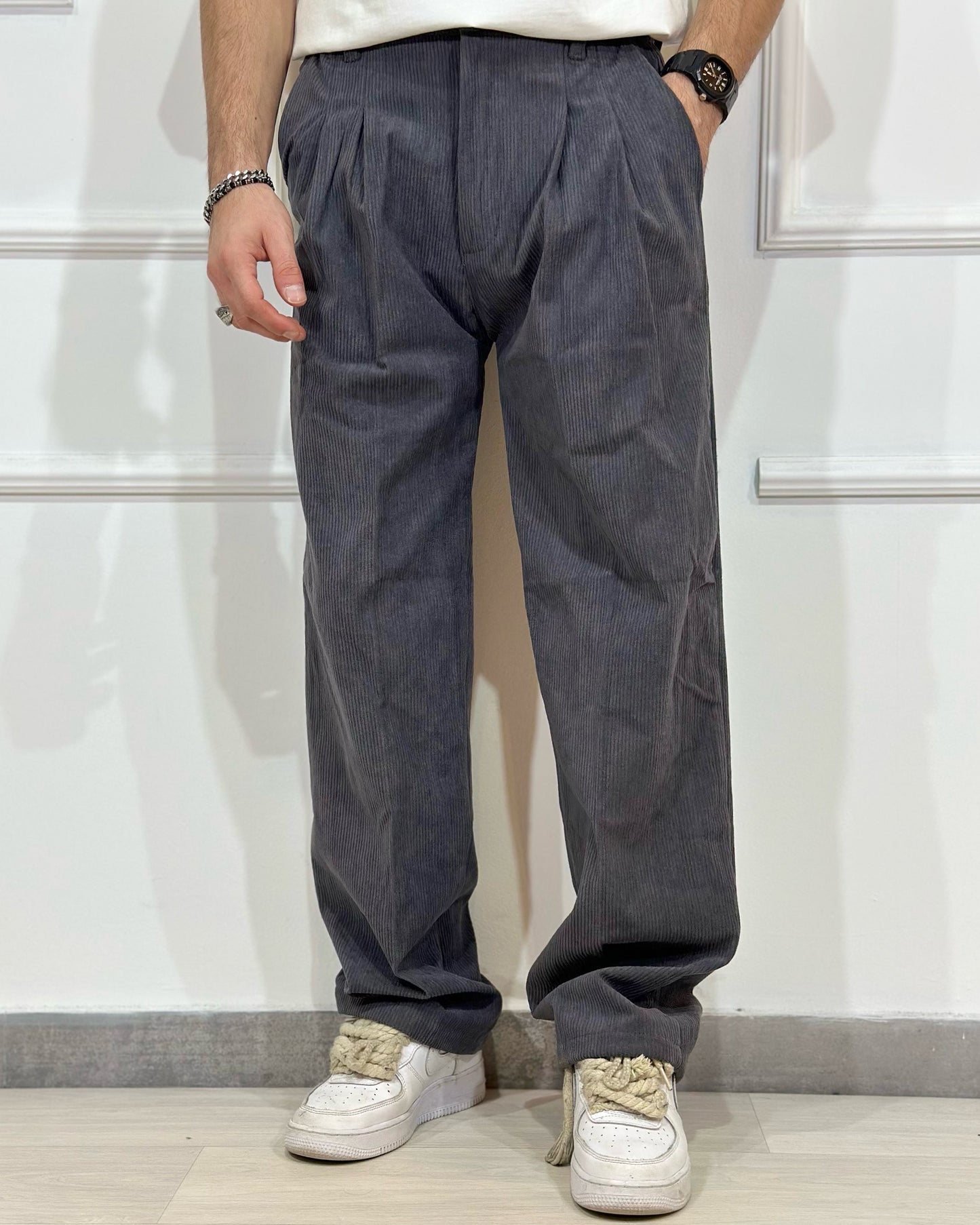 Panta Elegance fondo Ampio CHROY Grigio velluto