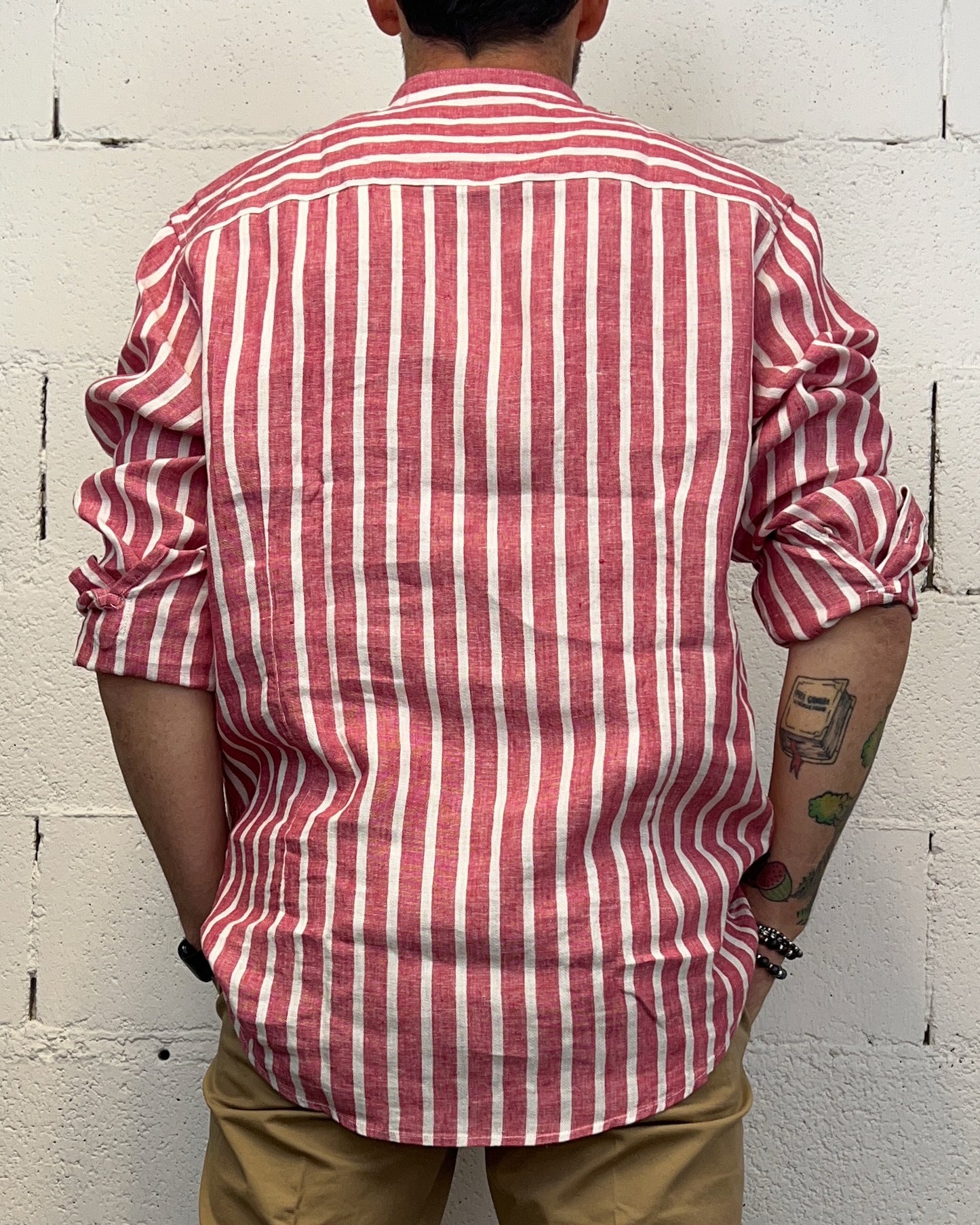 Camicia Lino GIANNI LUPO Righe Red