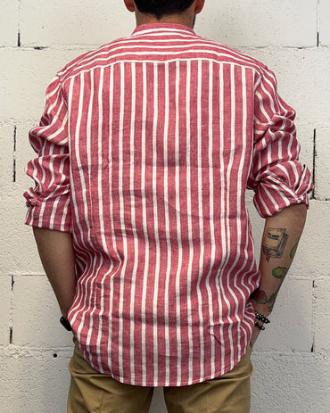 Camicia Lino GIANNI LUPO Righe Red