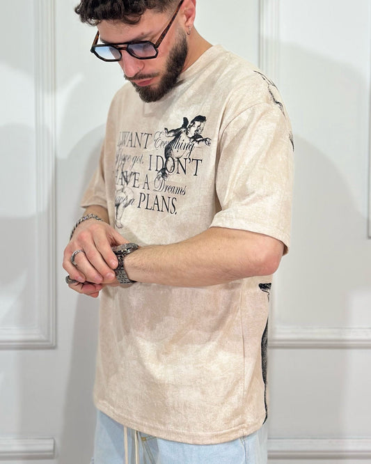 T-Shirt BoxFit ONLYONE I Want Everything Avorio