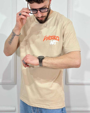 T-Shirt ONLYONE Wasted Art Beige