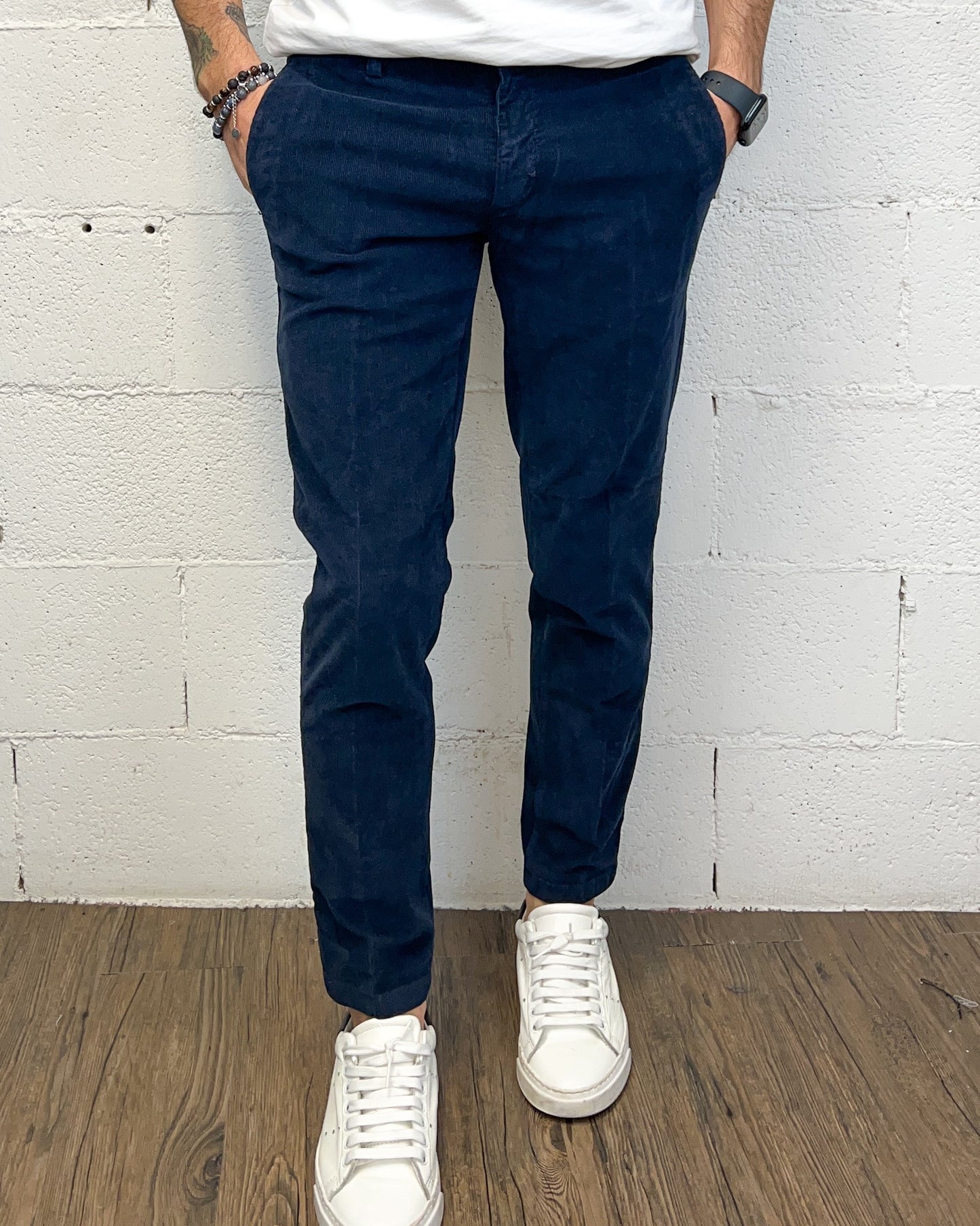 Chino OVER-D Velluto Millerighe Blu