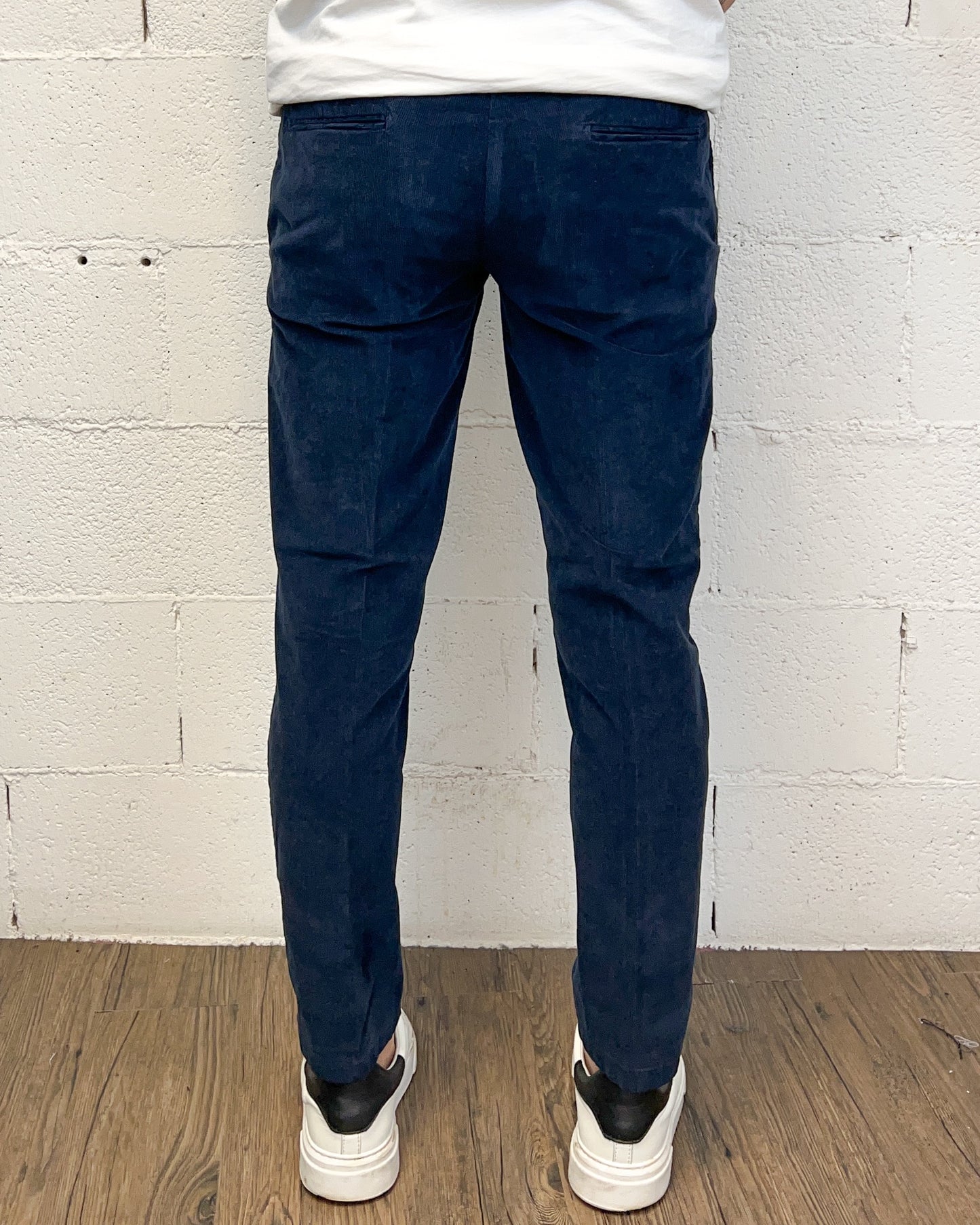 Chino OVER-D Velluto Millerighe Blu