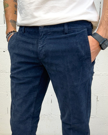 Chino OVER-D Velluto Millerighe Blu