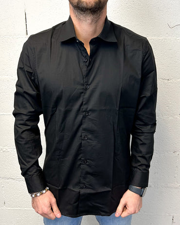 Camicia OVER-D Collo Francese Nera