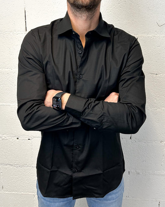 Camicia OVER-D Collo Francese Nera