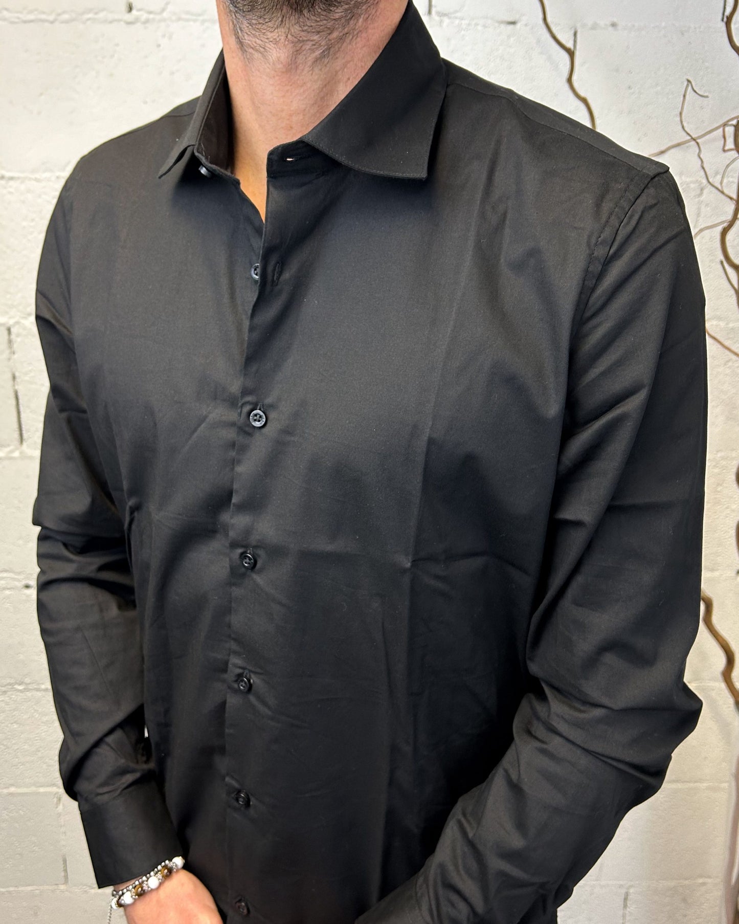 Camicia OVER-D Collo Francese Nera