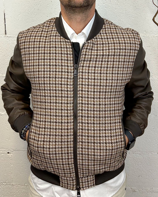 Bomber Combinato GIANNI LUPO PiedDePoule Brown