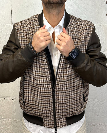 Bomber Combinato GIANNI LUPO PiedDePoule Brown