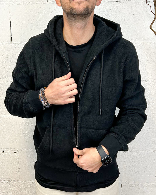 Felpa Teddy GIANNI LUPO Zip Orsetto Nera