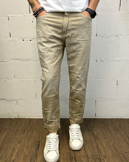 Jeans Tapared OVER-D 5 tasche Beige