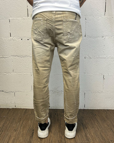 Jeans Tapared OVER-D 5 tasche Beige