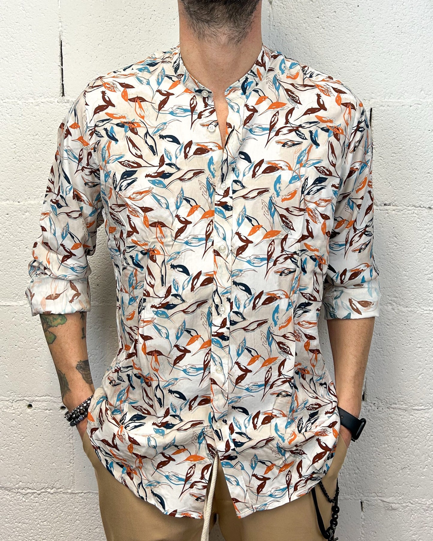 Camicia OVER-D Leaves Viscosa