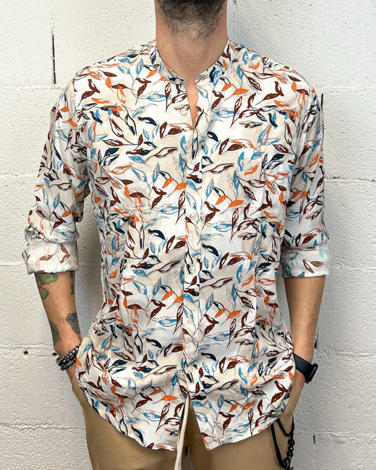 Camicia OVER-D Leaves Viscosa