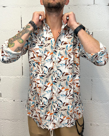 Camicia OVER-D Leaves Viscosa